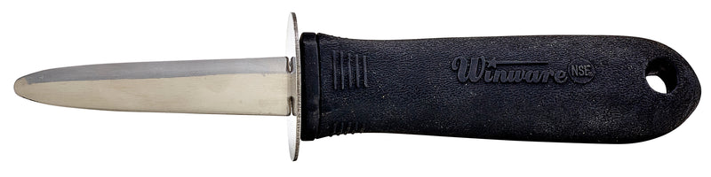 Winco VP-314 2-7/8 Inch Blade 7-5/8 Inch Overall Length Oyster Clam Knife Black Handle Stainless Steel