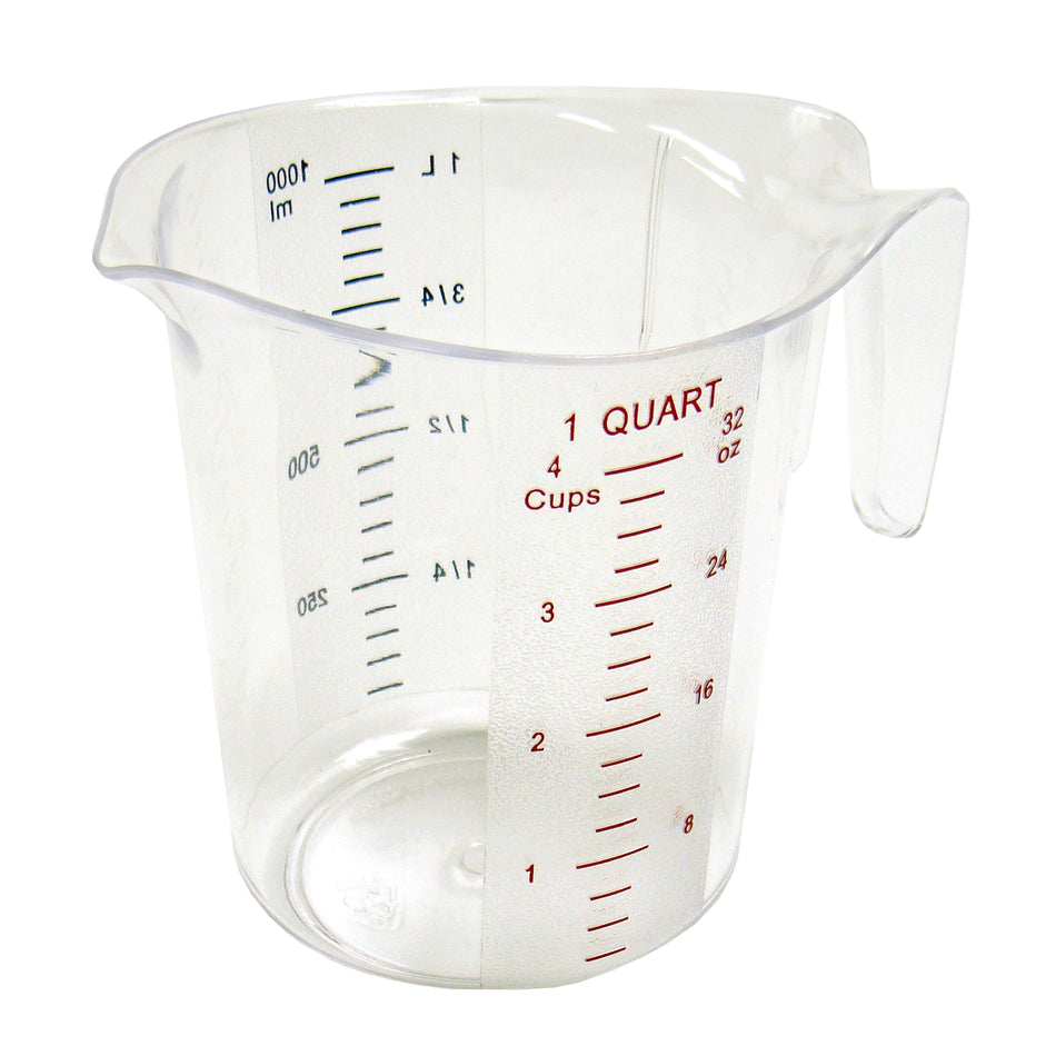 Winco PMCP-100 1 Quart Raised External Markings Polycarbonate Measuring Cup
