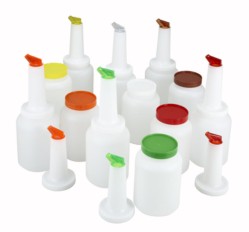 Winco PPB-2MX 2 Quart Liquor and Juice Multi Pour Complete Set Assorted Colors