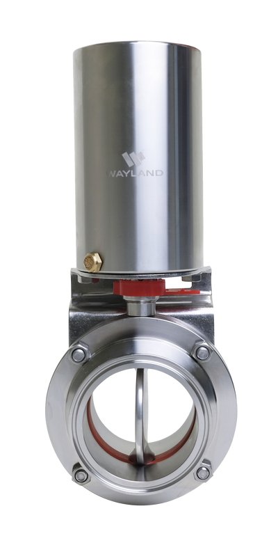 2.5" Clamp Butterfly Valve W/ Spring Return Vertical Canister Actuator - Normally Open - EPDM (BFVTC-SRO)  - T304 Stainless Steel - Wayland Industries - W4BFVTC-E-25-SRO