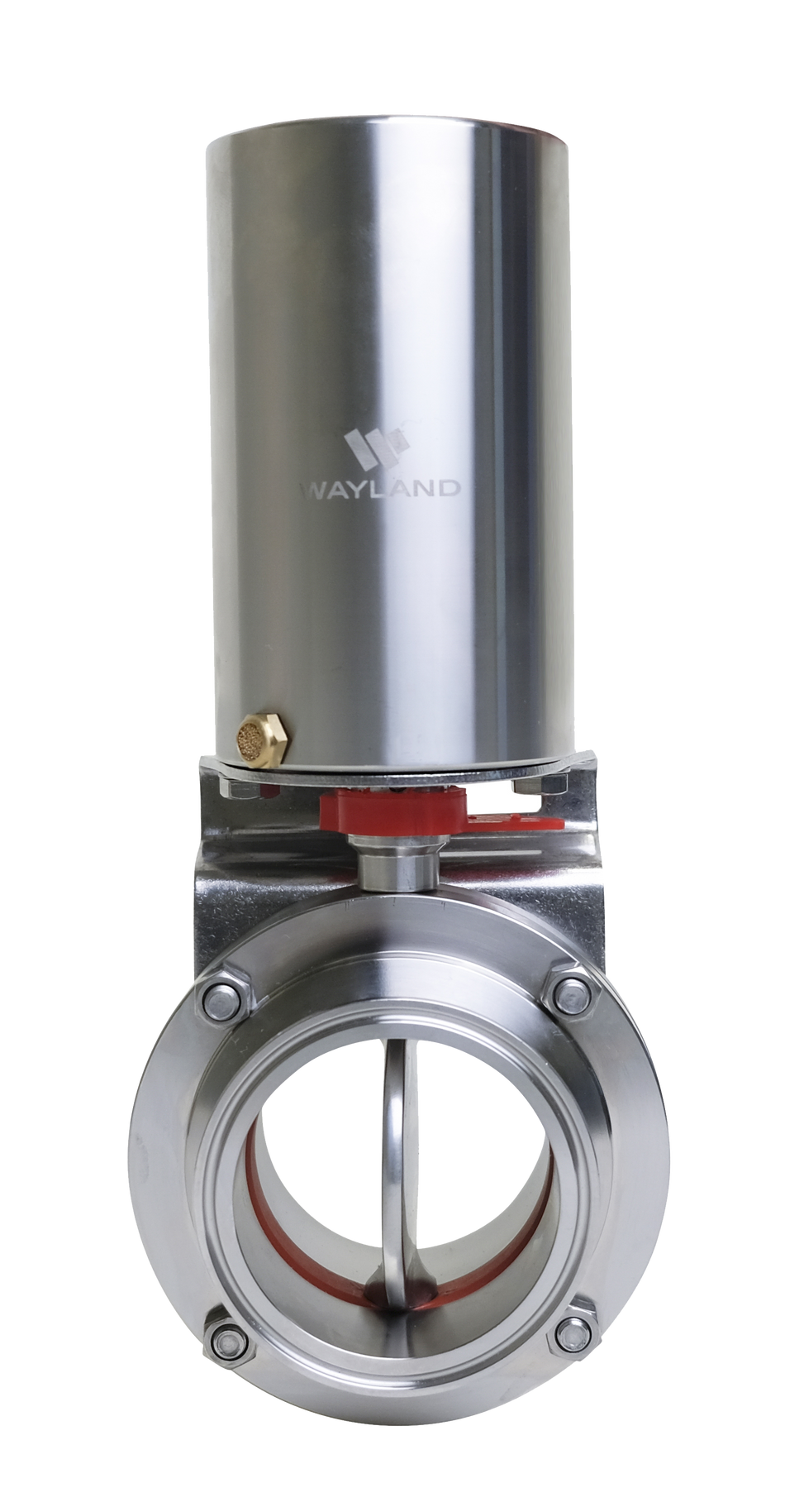 1" Clamp Butterfly Valve W/ Spring Return Vertical Canister Actuator - Normally Closed - VITON (BFVTC-SRC)  - T304 Stainless Steel - Wayland Industries - W4BFVTC-V-1-SRC
