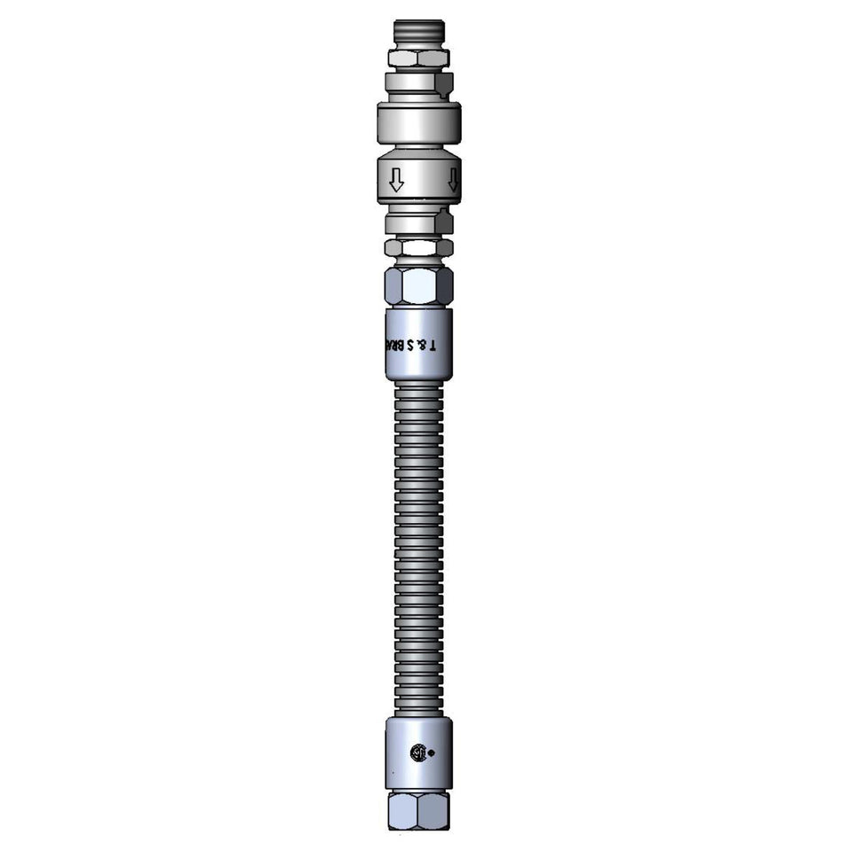 T&S B-0012-VB Hose, 12 in, Flexible, Stainless Steel, Vacuum Breaker