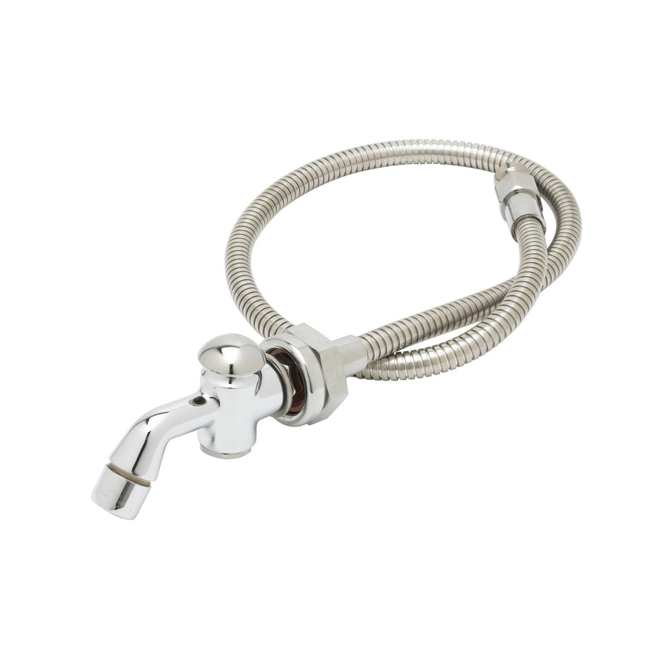 T&S B-0101-BKF Push Button Spray Valve, 36" Deck Flange, Stainless Flex Hose