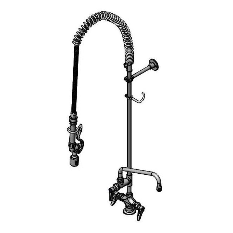 T&S EasyInstall Pre-Rinse, Single Hole Base, Cerama, 10" ADF Nozzle, Wall Bracket, Tee, Swivel
