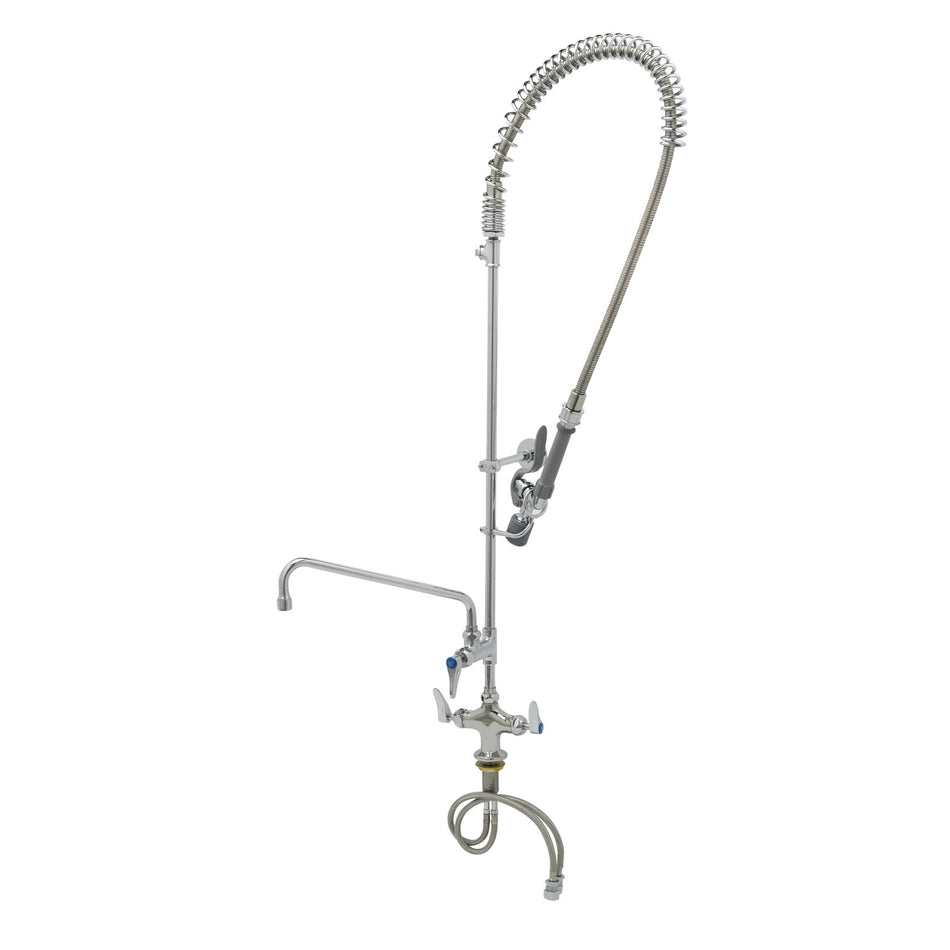 T&S EasyInstall Pre-Rinse, Single Hole Base, Cerama, 12" ADF Nozzle, Wall Bracket, Tee, Swivel