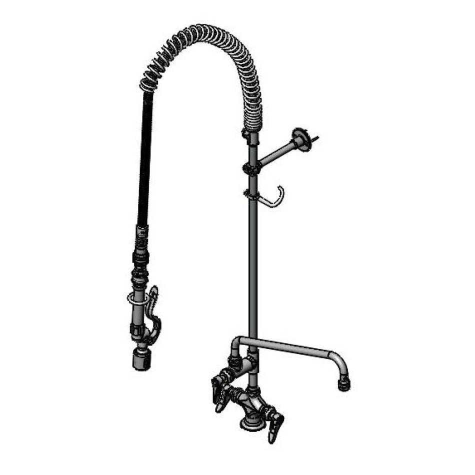 T&S EasyInstall Pre-Rinse, Single Hole Base, Ceramas, 14" ADF Nozzle, B-0107-J-SWV, QD, Tee