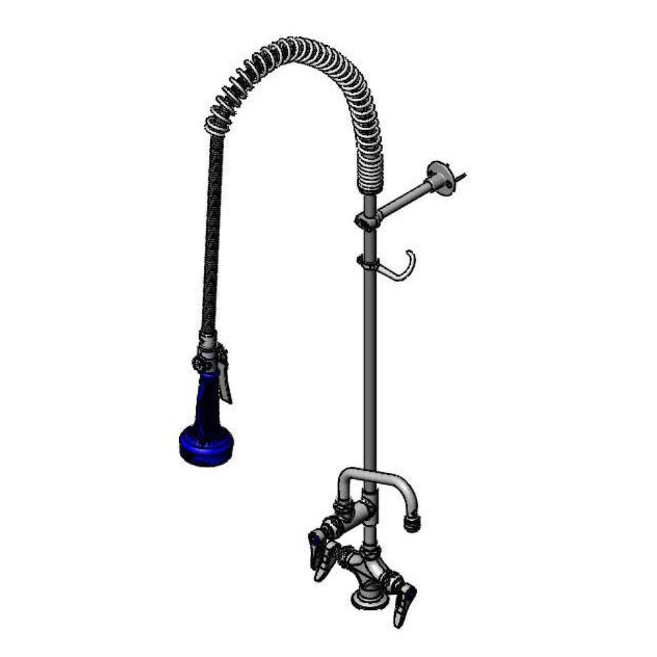 EasyInstall Pre-Rinse, Single Hole Base, 6" Add-On Faucet, 18" Flex Lines, Wall Bracket, B-0108-C Low Flow Spray Valve