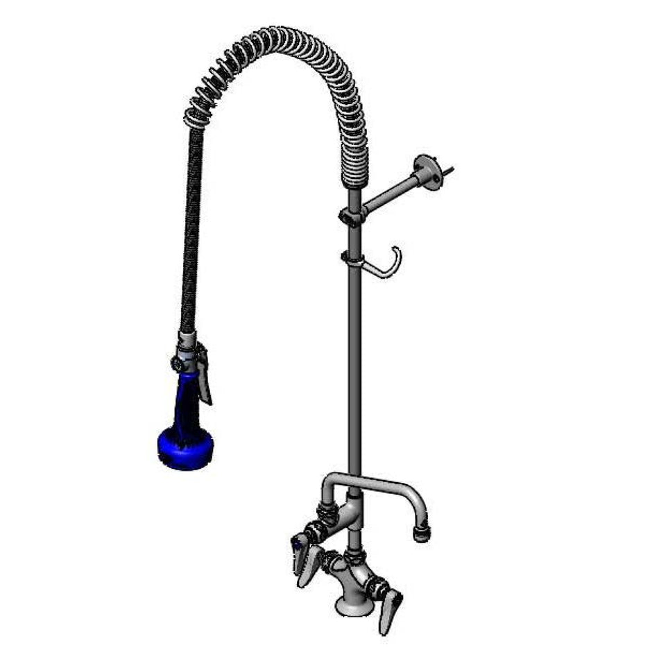 EasyInstall Pre-Rinse, Single Hole Base, 8" Add-On Faucet, 18" Flex Lines, Wall Bracket, B-0108-C Low Flow Spray Valve
