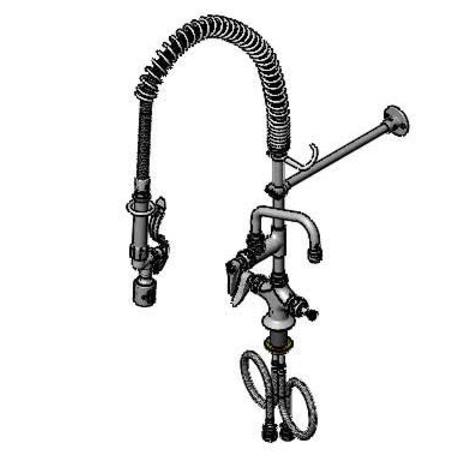 EasyInstall Pre-Rinse, Single Hole Base, Ceramas, Add-On Faucet, 6" Swing Nozzle, B-0107-J Spray Valve, 8" Riser