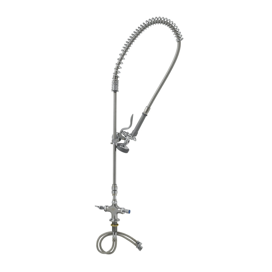 Pre-Rinse, Single Deck Mount Faucet, Vacuum Breaker, B-0107, Flex Hose, 20" Riser, Ceramas