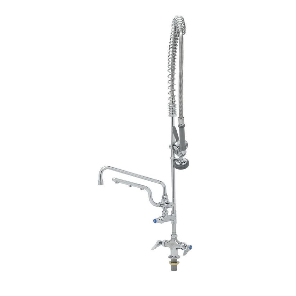 T&S ULTRARINSE PRU w/ Single Hole Faucet, Quarter-Turn Eterna w/ Spring Checks, Lever Handles, Add-On Faucet w/ 12" Swing Nozzle & 10" ULTRARINSE 1.5 GPM Sprayer Arm, 1.15 GPM Spray Valve & 1/2" NPT Male Inlets