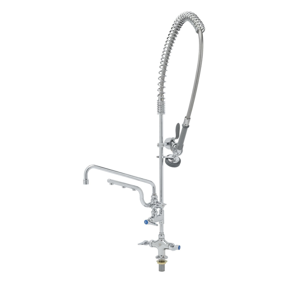T&S ULTRARINSE PRU w/ Single Hole Faucet, Quarter-Turn Cerama w/ Check Valves, Lever Handles, Add-On Faucet w/ 12" Swing Nozzle & 10" ULTRARINSE 1.5 GPM Sprayer Arm, 1.15 GPM Spray Valve & 1/2" NPT Male Inlets