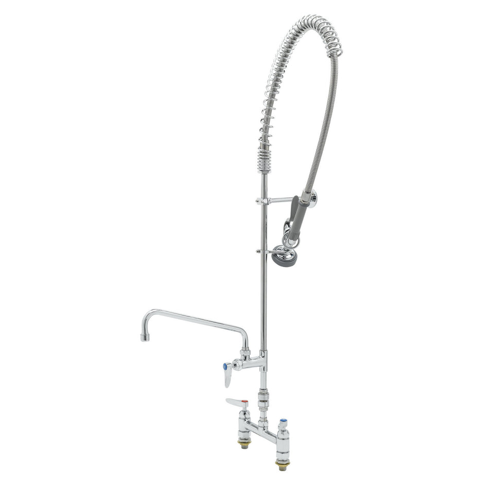 T&S Pre-Rinse, 8"c/c Deck Mount, Add-On Faucet, 00CC Inlets, B-0107, Vacuum Breaker, Flex Hose
