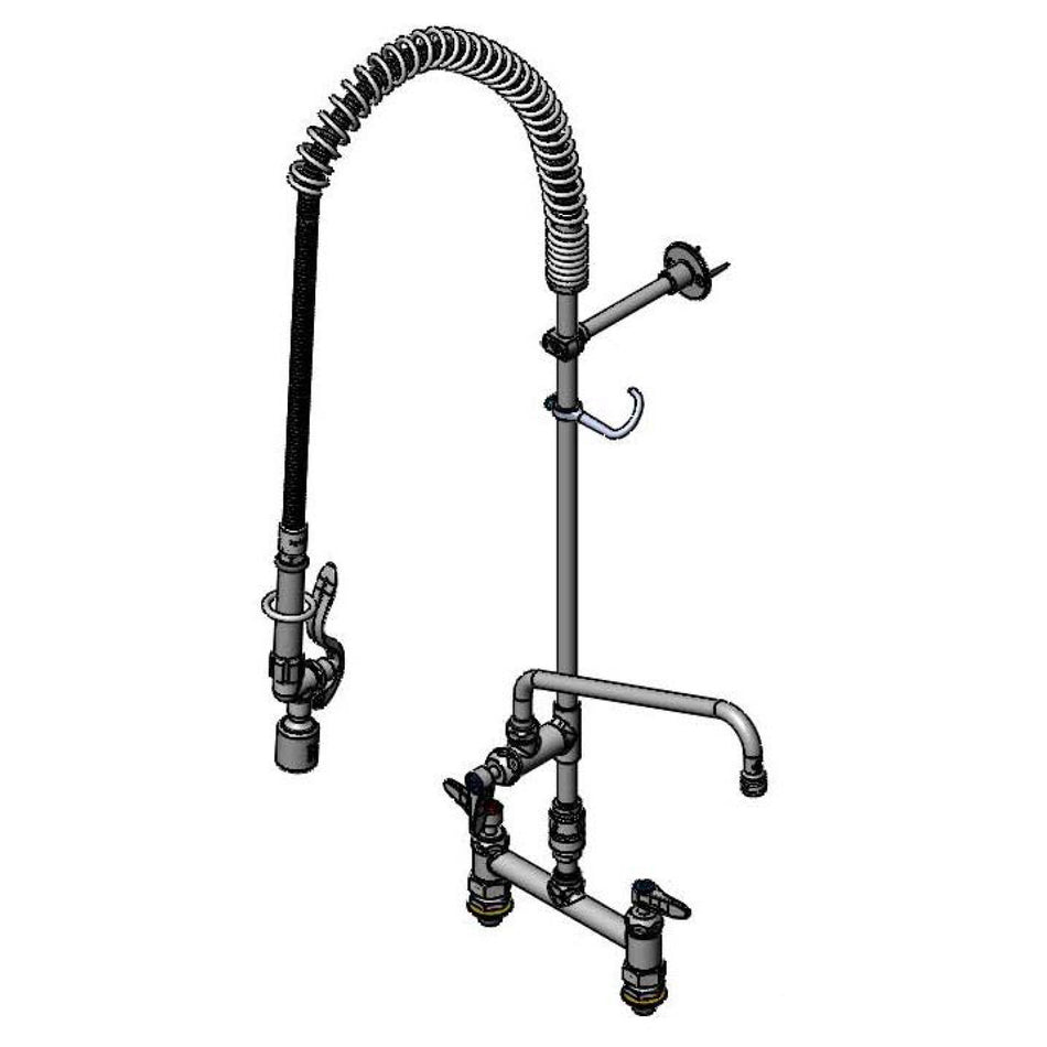 T&S Pre-Rinse, 8"c/c Deck Mount, Add-On Faucet, 00CC Inlets, B-0107-C, Vacuum Breaker