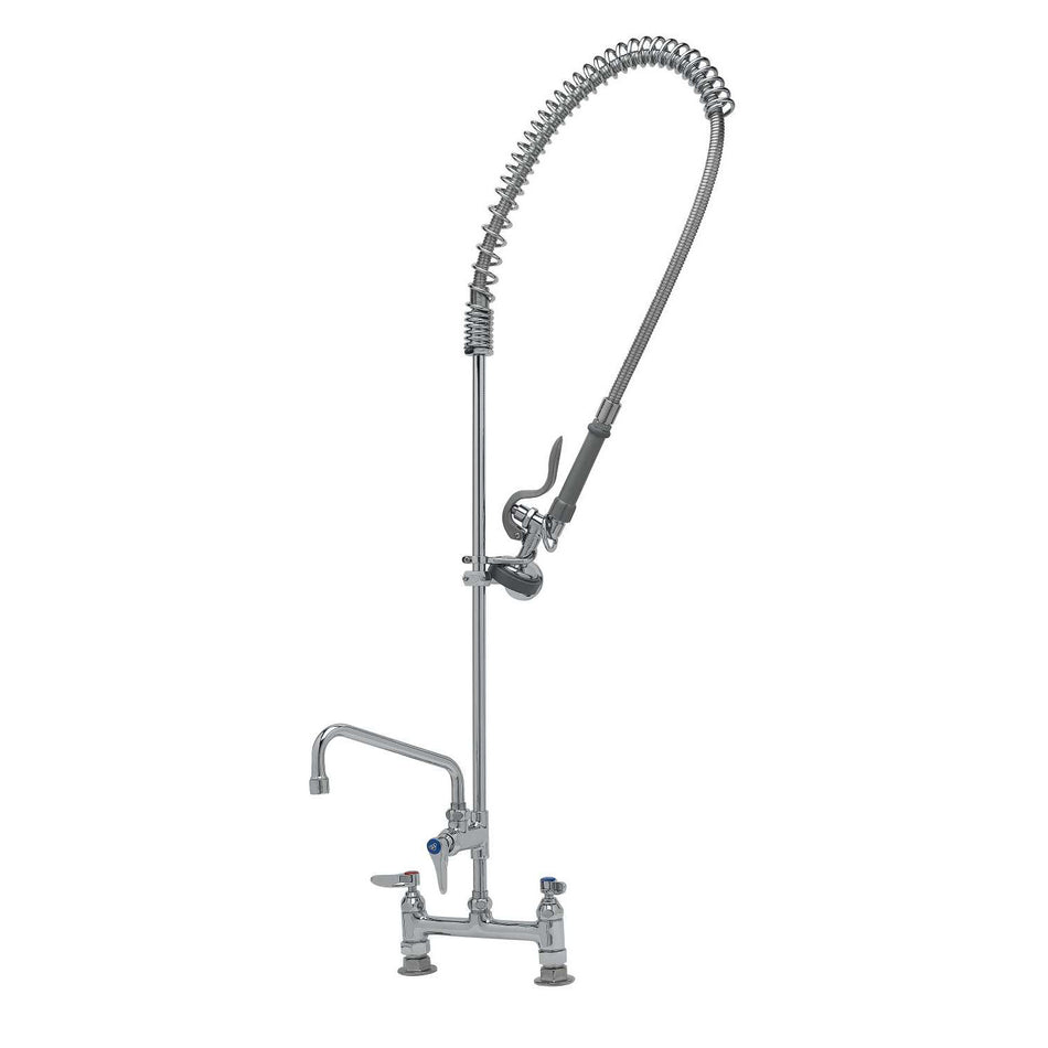 EasyInstall Pre-Rinse, 8" Deck Mount Base, Add-On Faucet w/ 8" Swing Nozzle, Wall Bracket