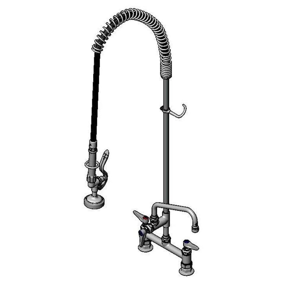 EasyInstall Pre-Rinse, Spring Action, Deck Mount, 8" Centers, 8" Add-On Faucet