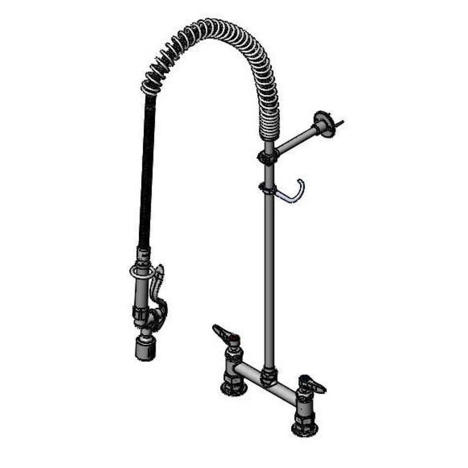 EasyInstall Pre-Rinse, 8" Deck Mount Faucet, Ceramas, B-0107-J Spray Valve, 6" Bracket