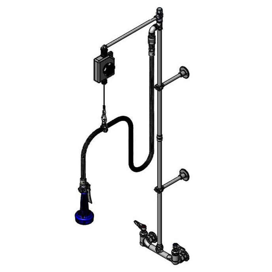 T&S Pre-Rinse, Balancer,8" Wall Mount Base, 1.07 GPM Valve, 2 Wall Brkt's, VB Hose
