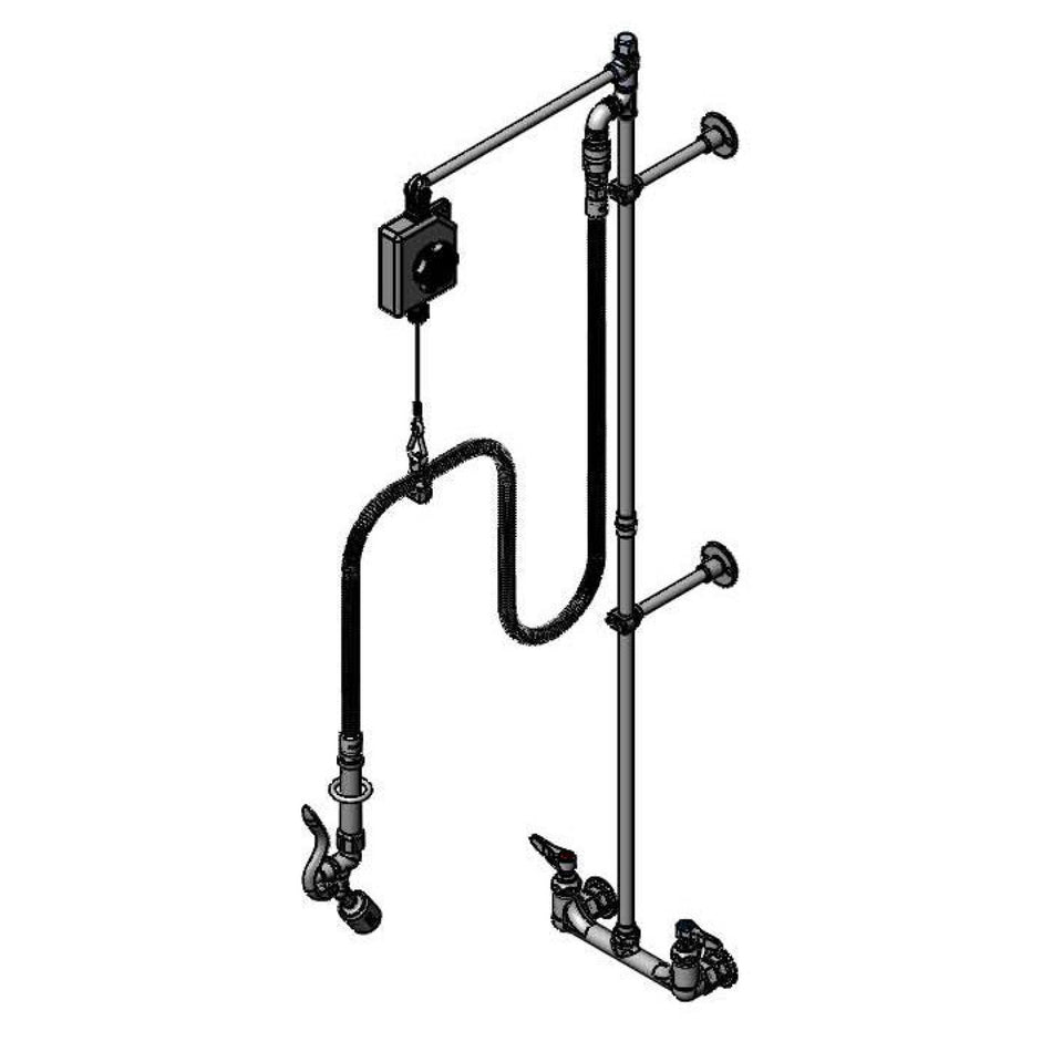 T&S Pre-Rinse, Balancer, Wall Mount Base, 8" Centers, Low Flow Valve, 2 Wall Brkt's, VB Hose