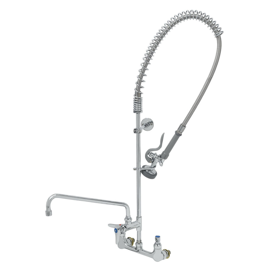 T&S Pre-Rinse:8"c/c Wall Mnt,44"Hose,"CC"Inlets,14"Swing Nozzle,B-0107 Spray