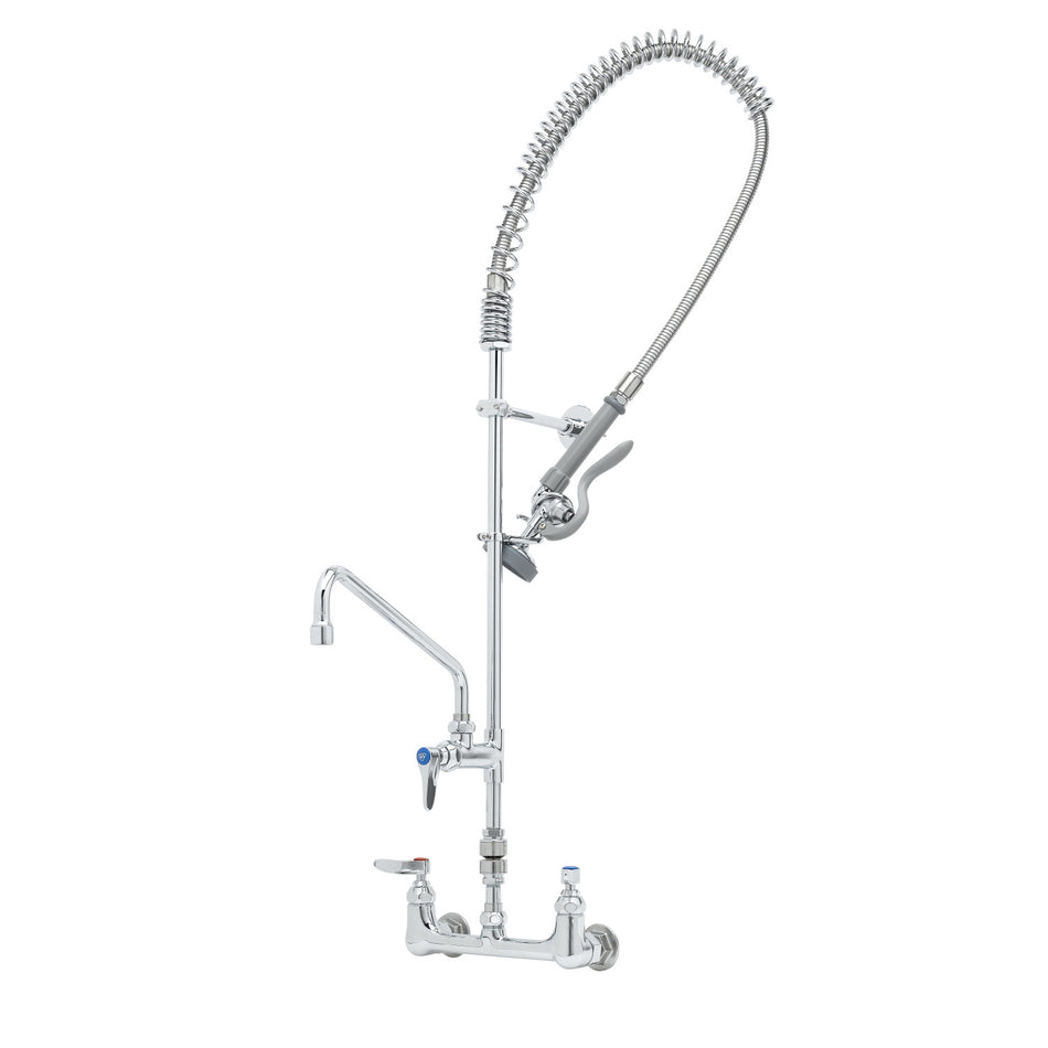 T&S Pre-Rinse Unit: Wall Mount, 8" Centers, 14" Add-On Faucet, Vacuum Breaker, B-0107
