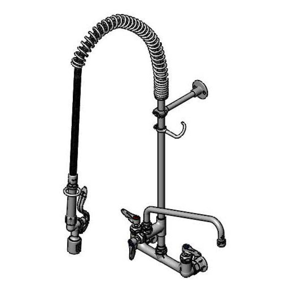 EasyInstall Pre-Rinse, 8" Wall Mount, Ceramas, 12" Add-On Faucet, B-0107-J, Wall Bracket