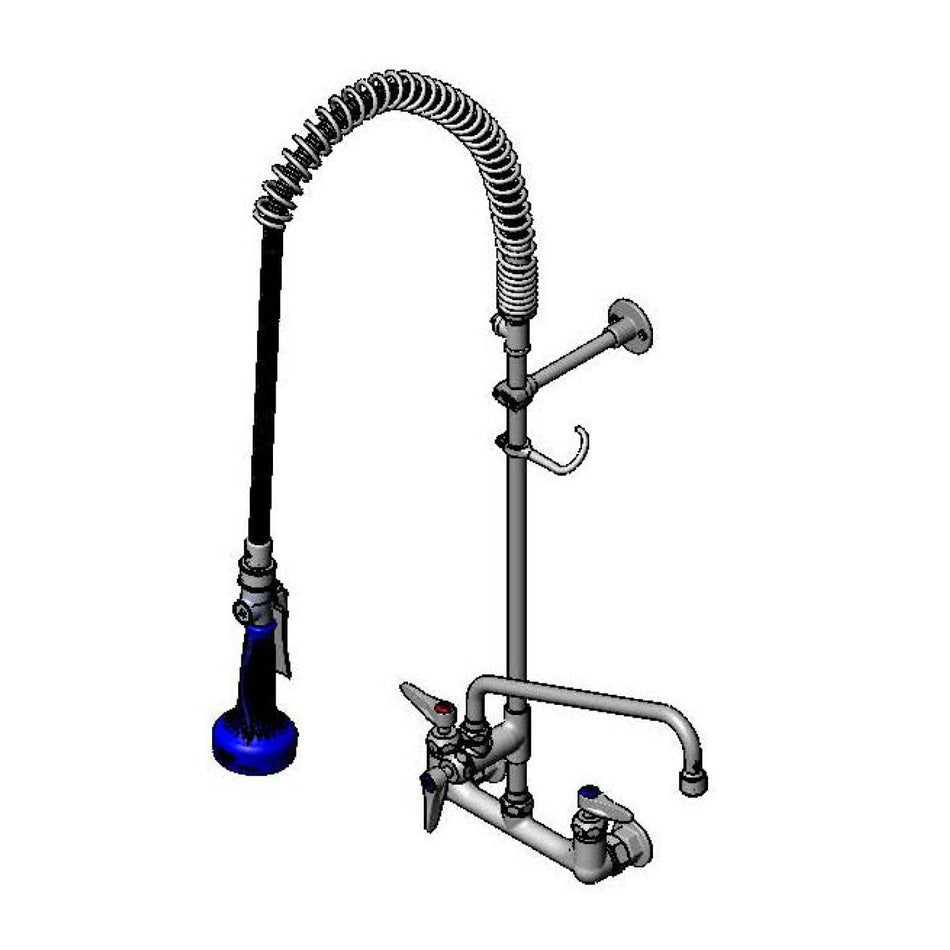 T&S Pre-Rinse: 8" Wall Mount, Ceramas, ADF 12" Nozzle, 2.2 GPM VR Aerator, B-0108, Swivel, Tee