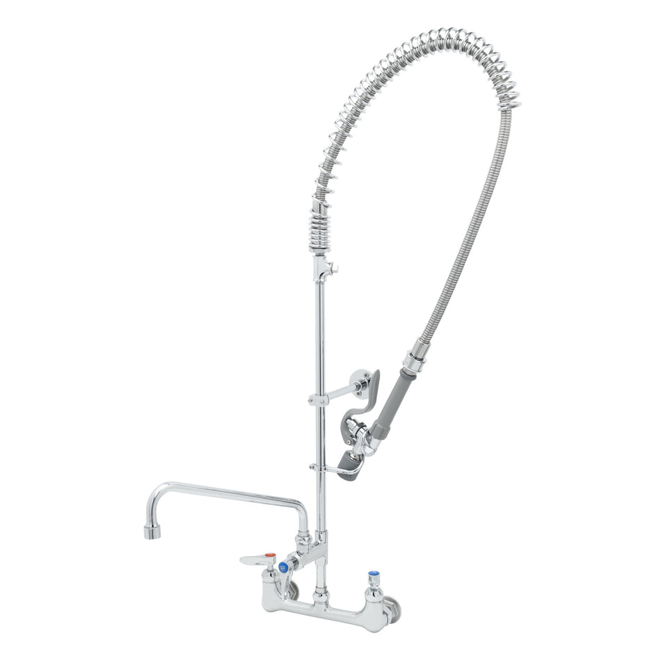 T&S Pre-Rinse: 8" Wall Mount, Ceramas, ADF 12" Nozzle, 2.2 GPM VR Aerator, B-0107-J-SWV, Tee