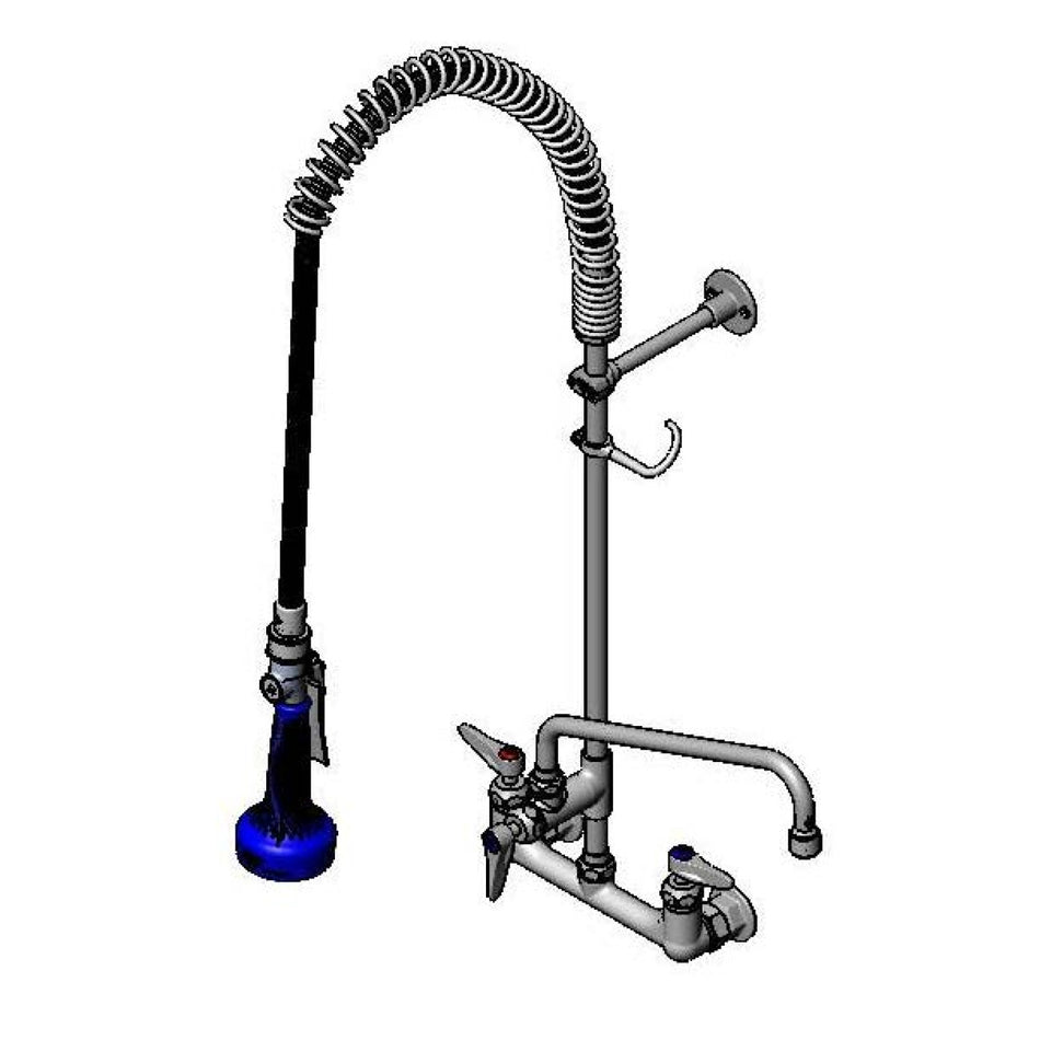 T&S Pre-Rinse: 8" Wall Mount, Ceramas, ADF 12" Nozzle, 2.2 GPM VR Aerator, B-0108 & Swivel