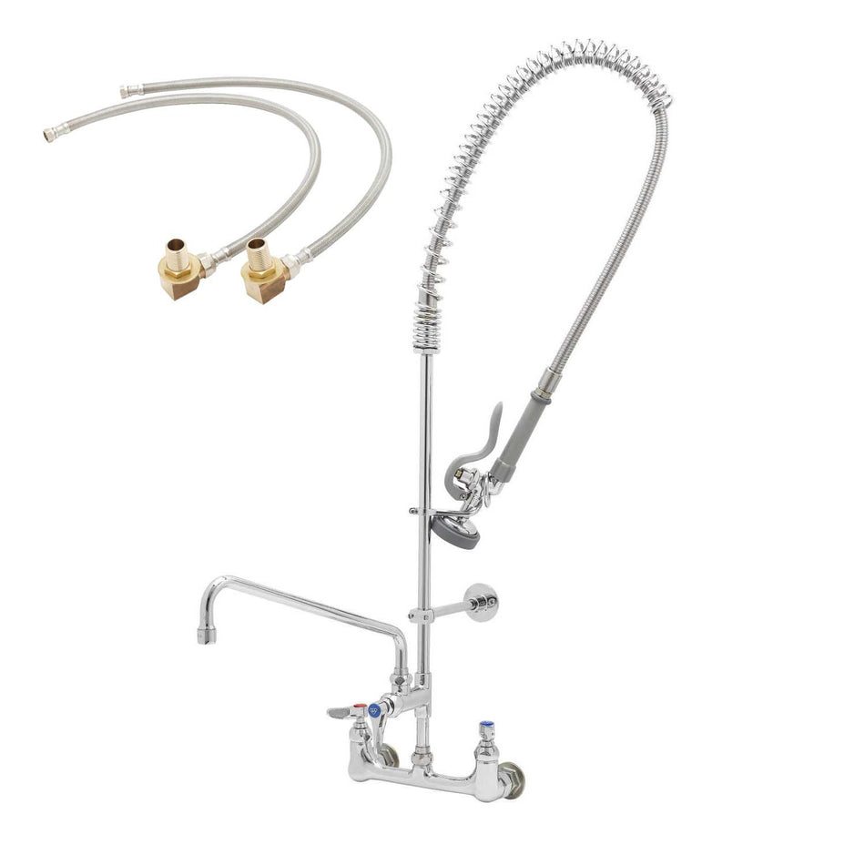 T&S Master Pack (Qty 6) B-0133-12CRBKIT Pre-Rinse Unit, 8" Wall Mount, ADF w/ 12" Swing Nozzle, Ceramas, Wall Bracket, B-0230-KIT