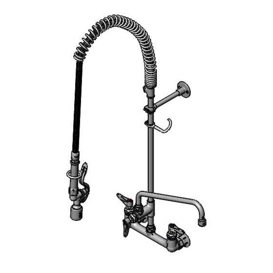 T&S Pre-Rinse: 8" Wall Mount, Ceramas, 12" ADF Nozzle, 1.0 GPM VR Aerator, B-0107-C, B-TEE-RGD