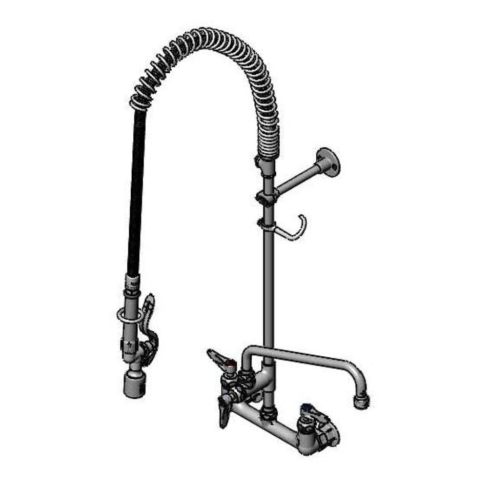 T&S Pre-Rinse: 8" Wall Mount, Ceramas, 12" ADF Nozzle, 1.5 GPM VR Aerator, B-0107-C, B-TEE-RGD
