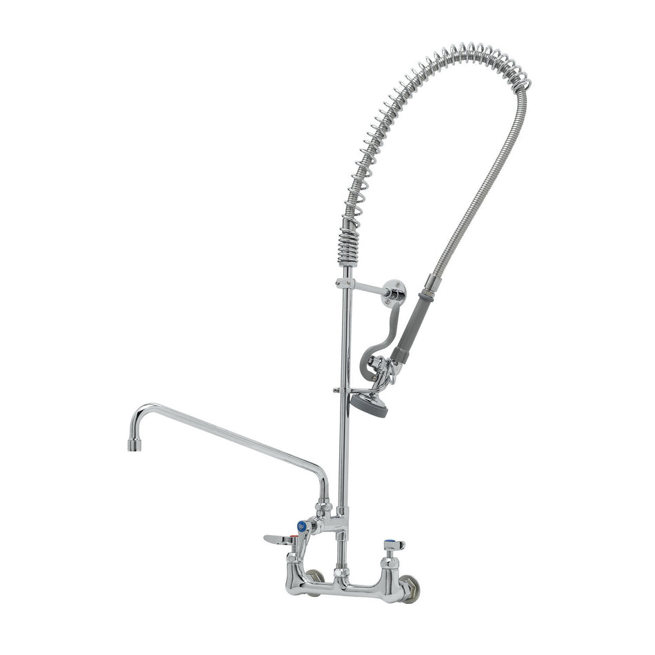 T&S EasyInstall Pre-Rinse, 8" Wall Mount, Ceramas, 14" Add-On Faucet, 6" Wall Bracket