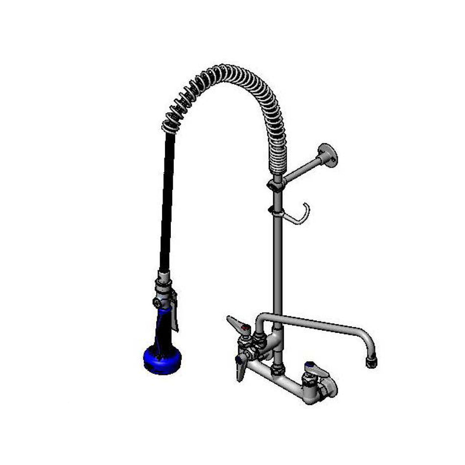 T&S EasyInstall Pre-Rinse Unit: 8" Wall Mount, Ceramas, Lever Handles, Swivel B-0108, B-0230-K