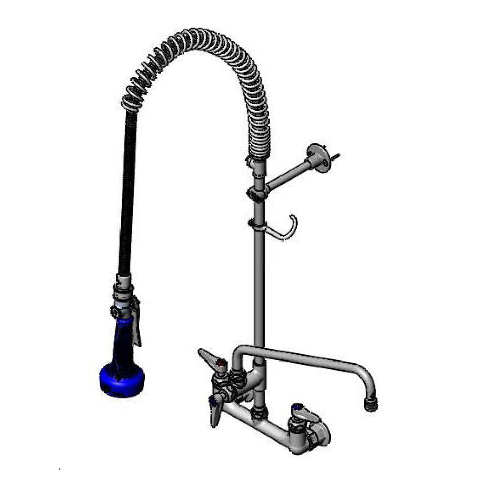 T&S EasyInstall Pre-Rinse Unit: 8" Wall Mount, Ceramas, Swivel B-0108, Tee, B-0230-K