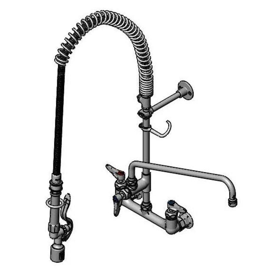 T&S EasyInstall Pre-Rinse, 8" Wall Mount Faucet, Ceramas, 064X, ADF, B-0230-K, Tee, Swivel