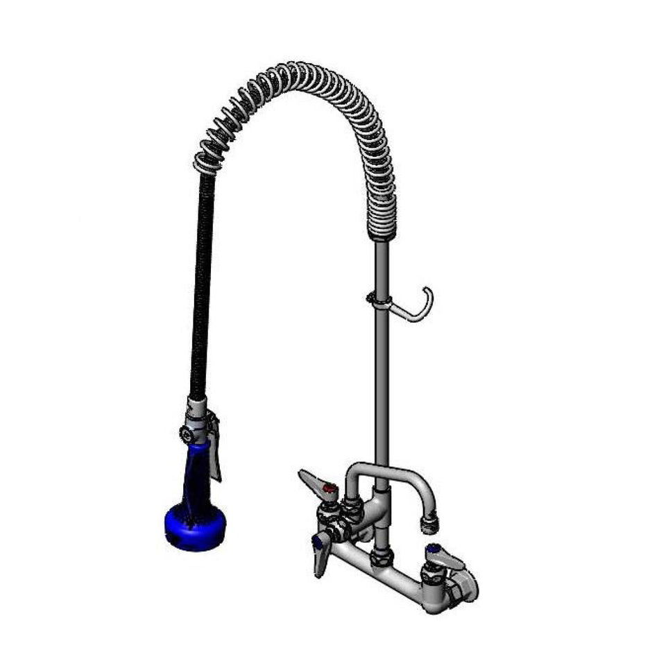 EasyInstall Pre-Rinse, Spring Action, Wall Mount Base, 8" Centers, 6" Add-On Faucet W/B-0108 Spray Valve