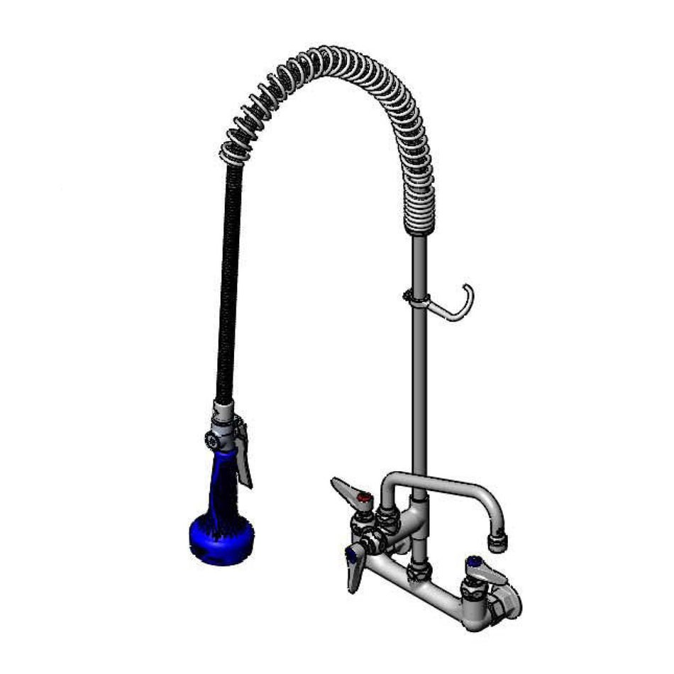 EasyInstall Pre-Rinse, Spring Action, 8" Wall Mount Base, 8" Add-On Faucet, B-0108-C Low Flow Spray Valve