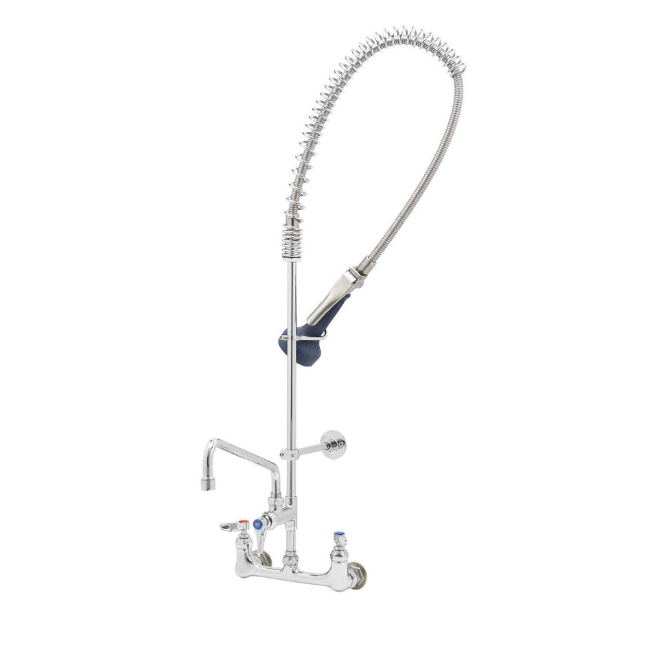 T&S EasyInstall Pre-Rinse, Spring Action, 8" Wall Mount, 8" ADF Nozzle, Wall Bracket, B-0108 Pre-Rinse Spray Valve