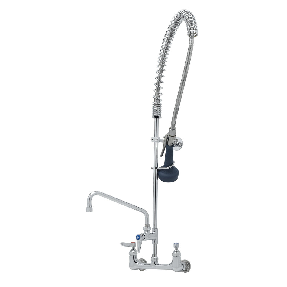 T&S EasyInstall Pre-Rinse: Spring Action, 8" Wall Mount Base, 10" Add-On Nozzle, B-0108-C & B-0109-01 Wall Bracket