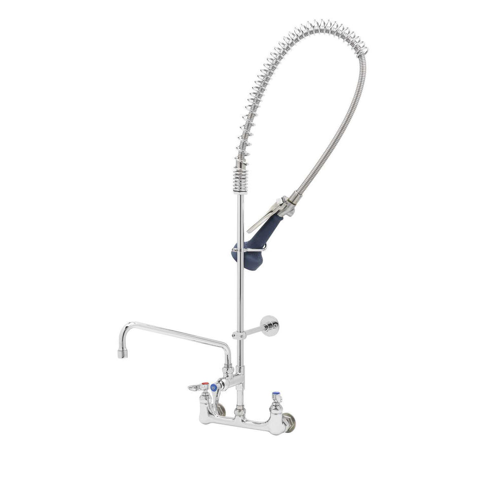 T&S EasyInstall Pre-Rinse, Spring Action, 8" Wall Mount, 12" ADF Nozzle, Wall Brkt, B-0108-C Low Flow Spray Valve