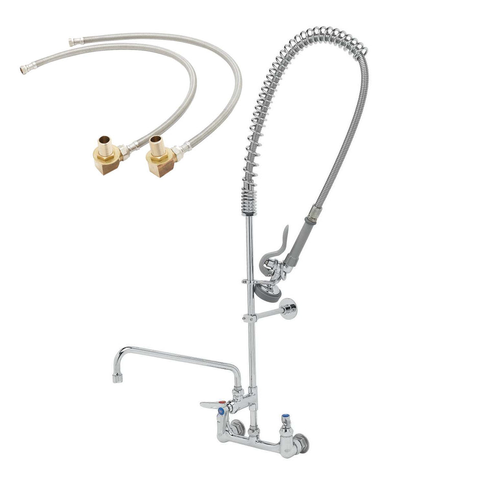 T&S EasyInstall Pre-Rinse, 8" Wall Mount, Eternas, 12" ADF, B-0107, B-0230-KIT, Wall Bracket