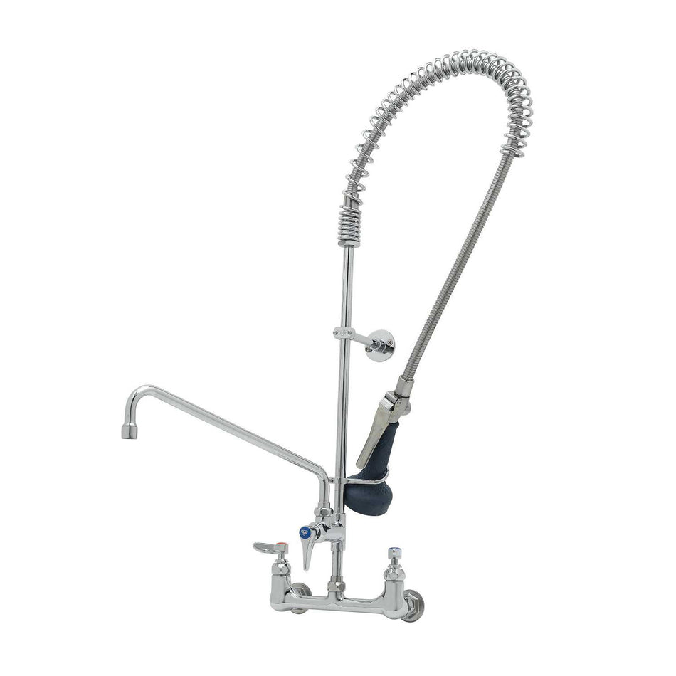 T&S EasyInstall Pre-Rinse, Spring Action, 8" Wall Mount Base, 14" Add-On Nozzle, Wall Bracket, B-0108 Spray Valve