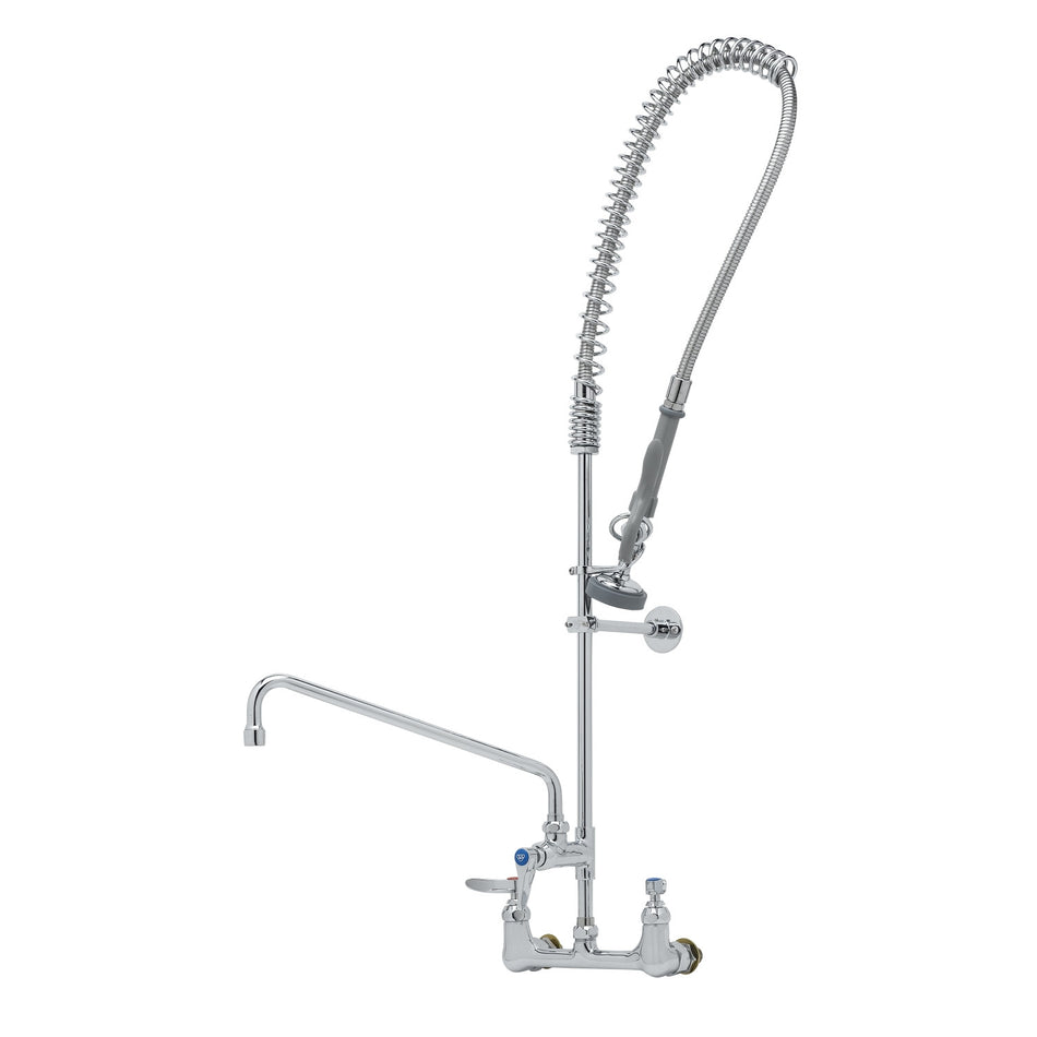 T&S EasyInstall Pre-Rinse, Spring Action, 8" Wall Mount w/ 14" Add-On Fct, Wall Bracket, 00CC