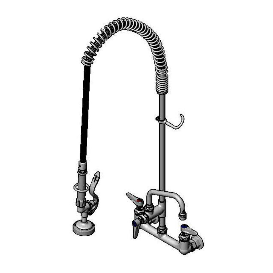 EasyInstall Pre-Rinse, Spring Action, Wall Mount Base, 8" Centers, 6" Add-On Faucet