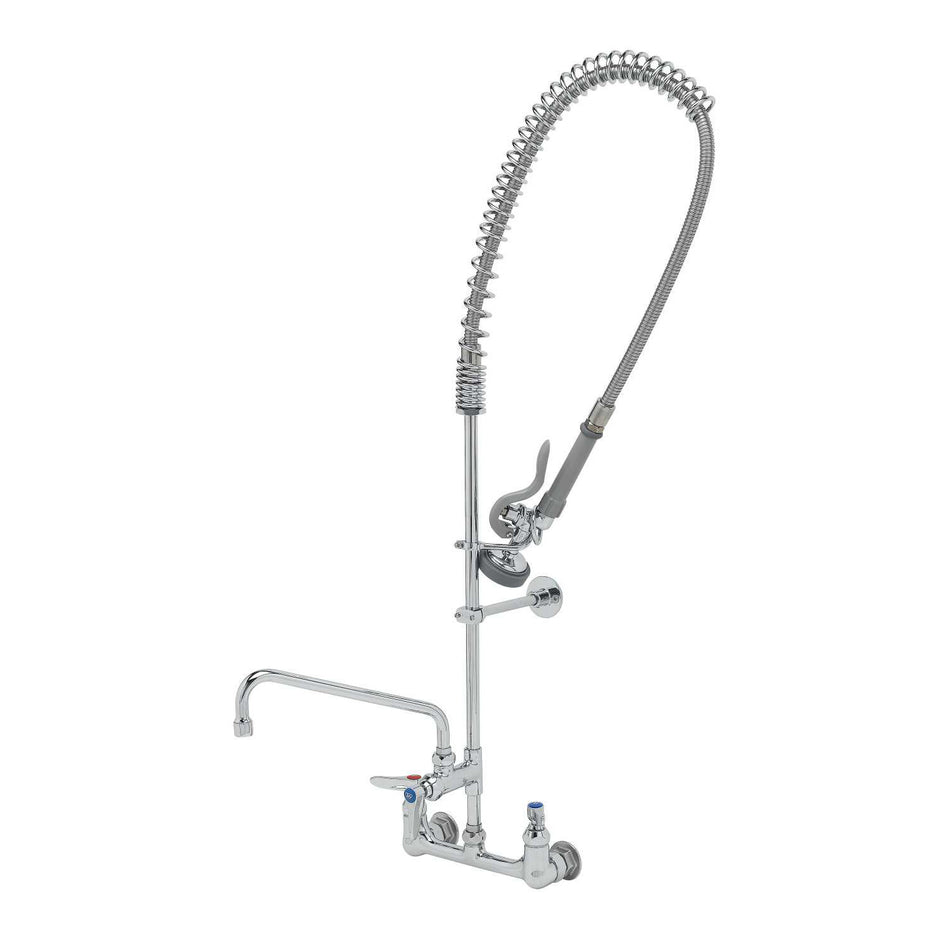 EasyInstall Pre-Rinse, Spring Action, 8" Wall Mount Base, 10" Add-On Faucet, Wall Bracket