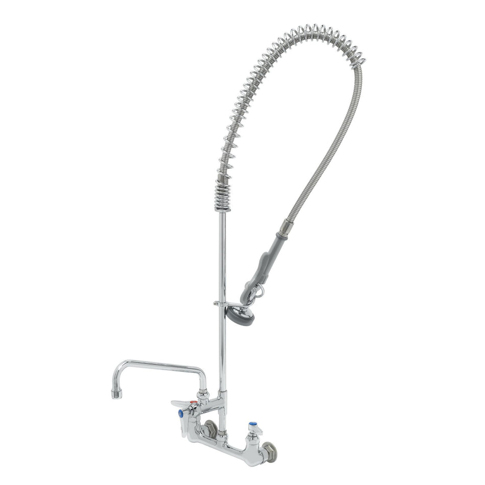 EasyInstall Pre-Rinse Unit: 8" Wall Mount, Spring Action, Add-On Faucet, 10" Swing Nozzle