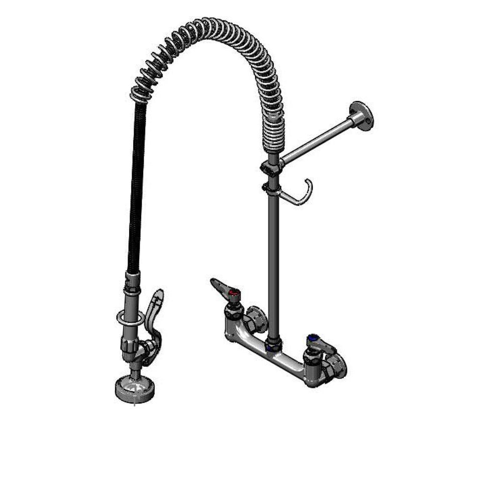 T&S EasyInstall Pre-Rinse, Spring Action, Wall Mount Base, 8" Centers, 9" Wall Bracket (Qty. 6