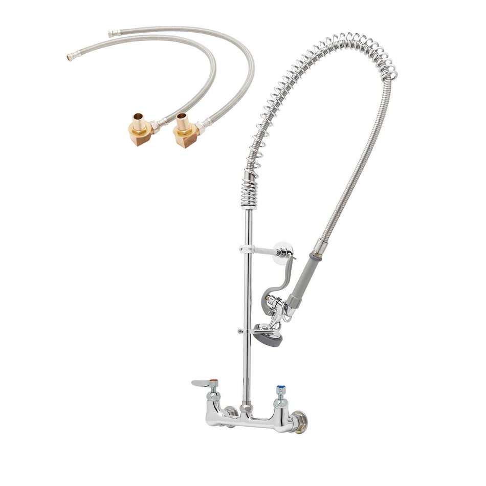 T&S Master Pack (Qty 6) B-0133-CRB-KIT, Pre-Rinse Unit, 8" Wall Mount Base Faucet, Ceramas, B-0107, Wall Bracket, B-0230-KIT