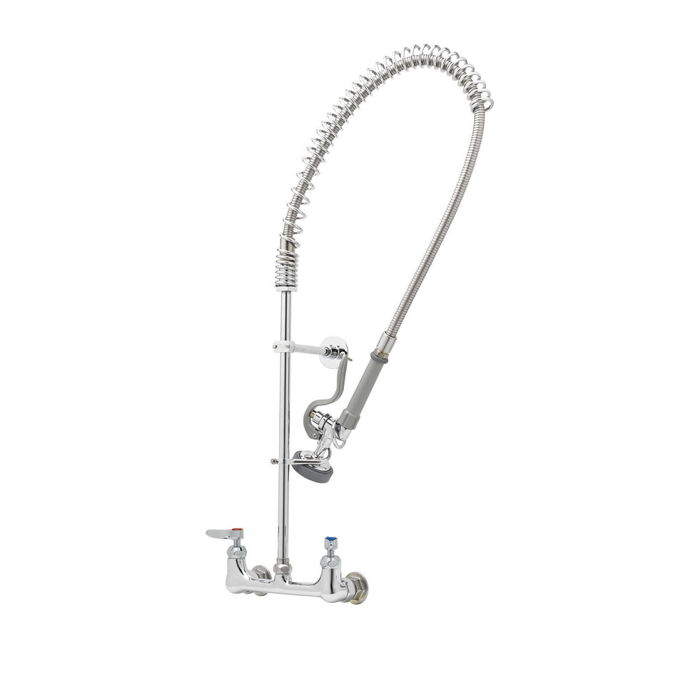 Pre-Rinse, EasyInstall, 8" Wall Mount Faucet, Spring Action, Ceramas, B-0107, Wall Bracket